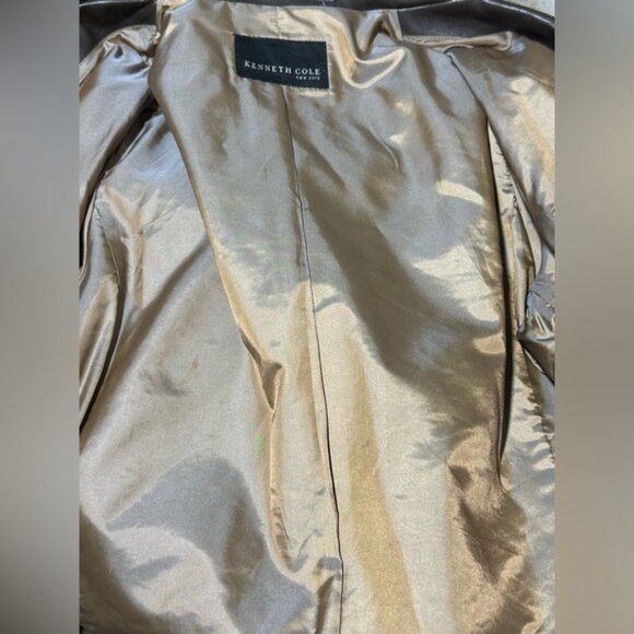 Kenneth Cole New York 100% Leather size Large brown two button blazer overcoat - Picture 7 of 16